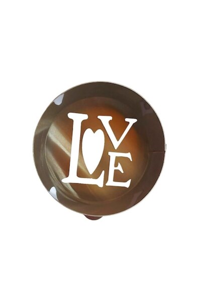 BV Cake mold, round with decorating stencil, text 'Love', 7.5 cm