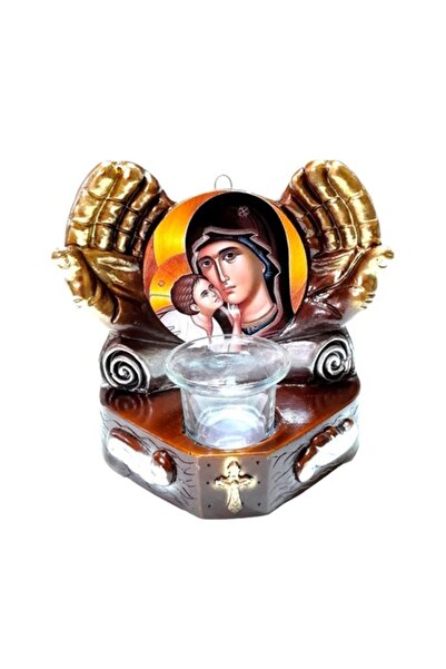 BV Two-handed candle holder, Virgin Mary with Infant Jesus, 17 cm (GXL051)