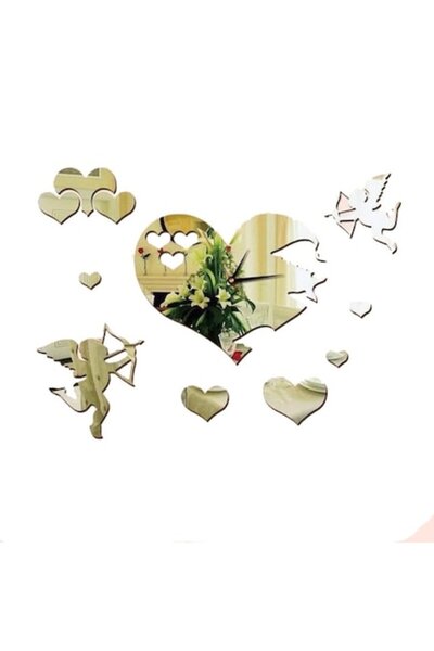 BV Decorative Wall Clock - Heart Acrylic Mirror 50 cm (ZB075)