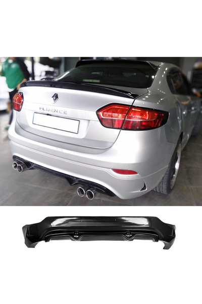 AkmTuning Renault Fluence Sağ Sol Çift Çıkışlı Arka Ek Difüzör Siyah Plastik 2009-2016 Arka-difizör-bodykit-ek