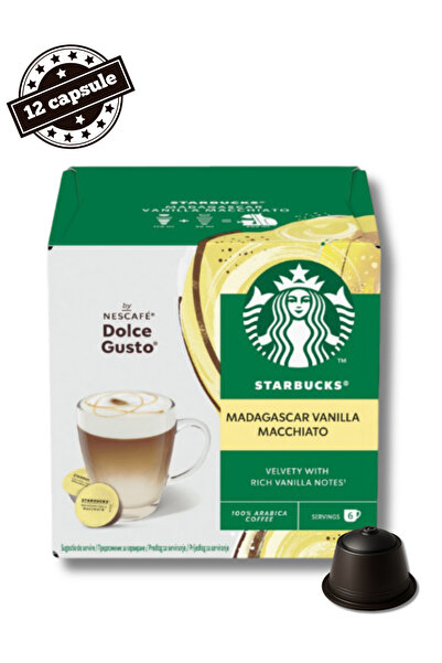 Starbucks 12 (6+6) Capsule Macchiato cu vanilie de Madagascar – Compatibile c...