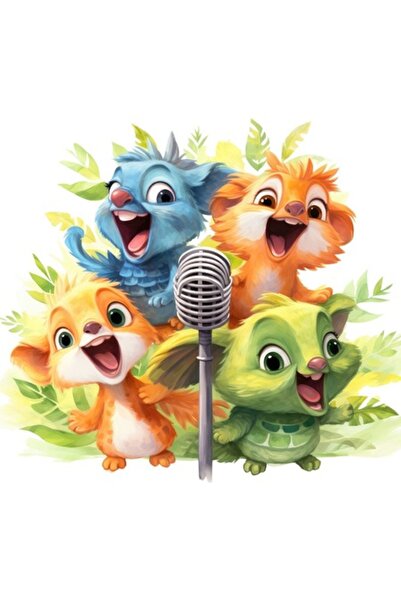 BV Decorative Sticker - Singing Animals (Orange), 60 x 65 cm