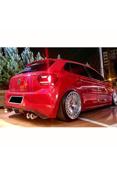 AkmTuning Vw Polo Mk6 R Line Difüzör Parlak Siyah Plastik 2018 2019 2020 Arka-difizör-bodykit-ek-karlık