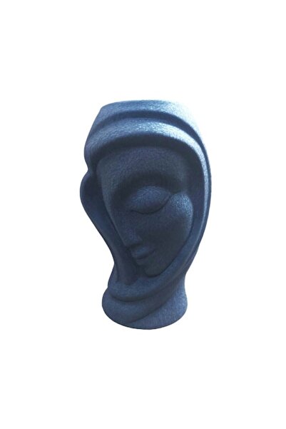 BV Vază decorativă, față feminină, negru vintage, 33 cm