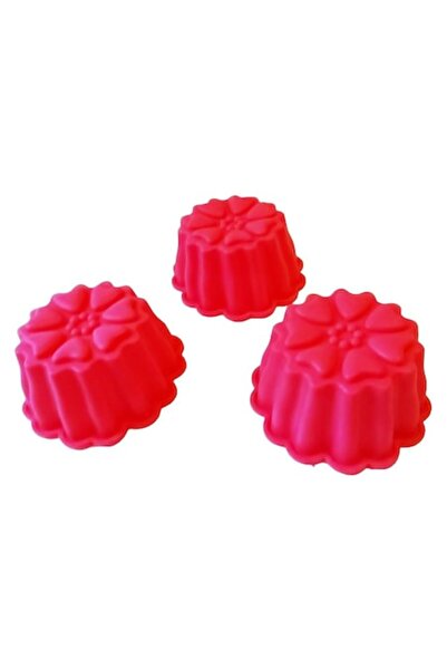 BV Silicone muffin mold, 3 cavities, Red, 9 cm