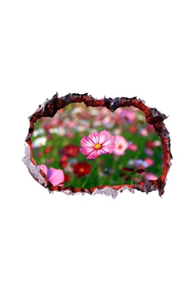 BV Autocolant decorativ, „Gaură în perete” 3D, Flori, 85 cm (333STK-1)