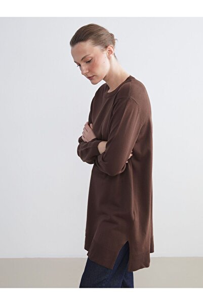 LC Waikiki Lcw Eco Brown Crew Neck Women's Knitwear Tunic