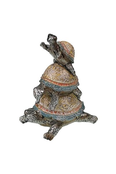 BV Decorative ornament of 3 stacked frogs, Brown, 20 cm