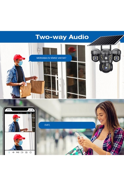 VİVATECH Ultimate 7070 Solar Güneş Enerjili İnsan Takibi 15MP 3 Lens 4G Akıllı Kamera Okam Pro Uygulama