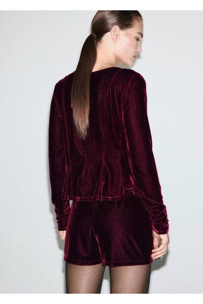 MANGO Woman Bağ detaylı kadife bluz