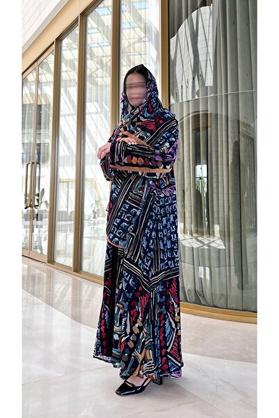 elegant veil عباية شيفون ملوان بقصة كلوش مع طرحة