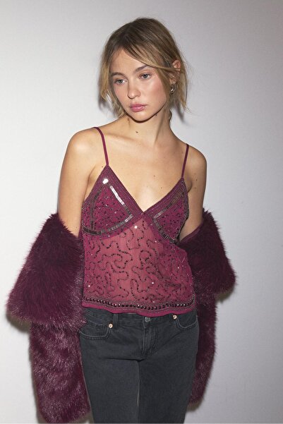 Stradivarius İşlemeli askılı top