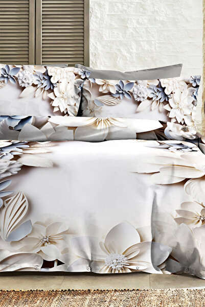 MonoHome 100% Cotton Ranforce Çeyizlik Luxury 5D Digital King Size Double Duvet Cover Set Lilyum