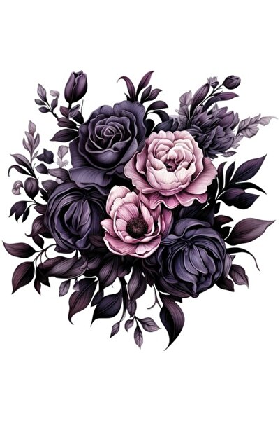 BV Autocolant decorativ - Flori, Negru, 61 cm