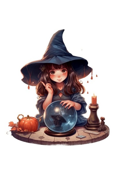 BV Autocolant decorativ „Vrăjitoare mică”, multicolor, 67 cm