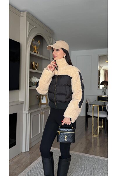 HAZELANNA Plush Detailed Inflatable Coat