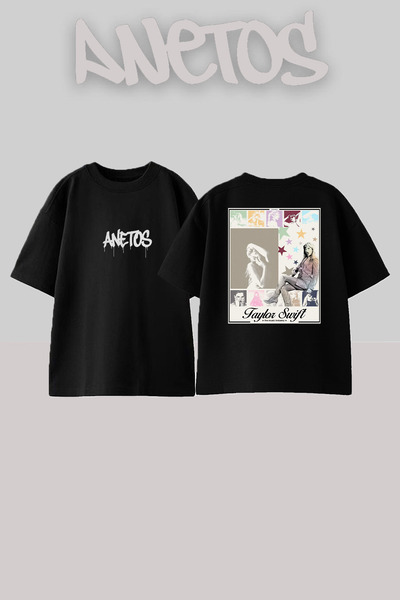 Anetos Taylor Swift 17 Design Rucsac cu imprimeu Bumbac Negru supradimensiona...