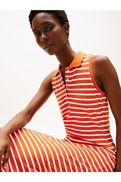 Tommy Hilfiger Women's 1985 Midi Slim Polo Neck Dress