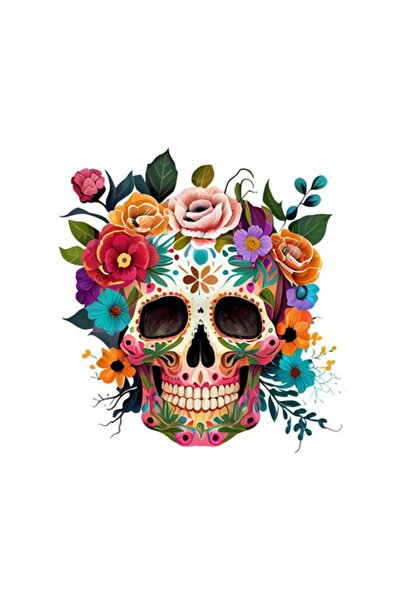 BV Autocolant decorativ, Craniu de zahăr, Multicolor, 64 cm, 1201STK-2