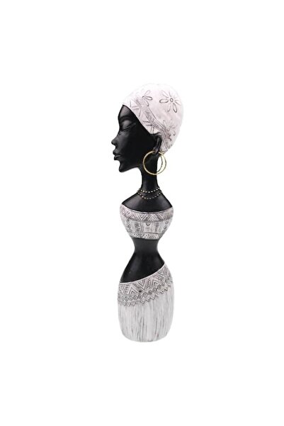 BV Figurină decorativă - femeie africană, albă, 36 cm