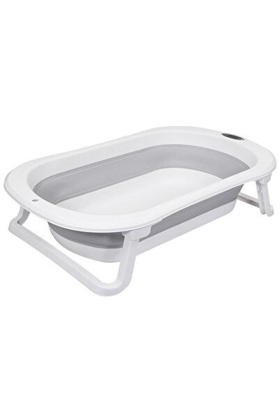 LITTLE ANGEL - حوض استحمام قابل للطي للأطفال مع قاعدة مضادة للانزلاق - رمادي