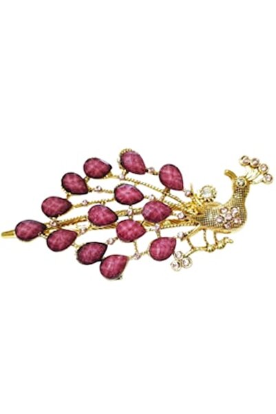 BV Agrafă de păr vintage în formă de păun, 13 cm, violet (82BJ)