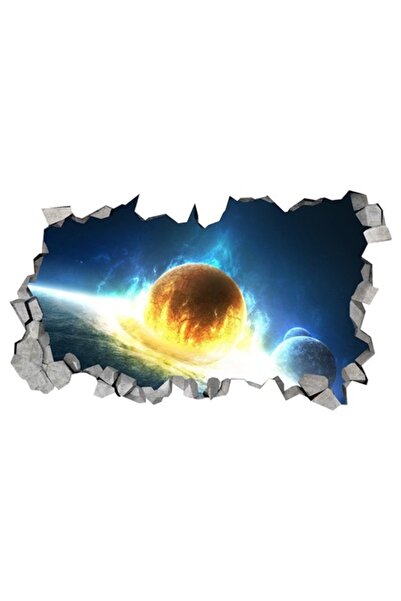 BV Autocolant decorativ, 3D cu gaură în perete - Planet, 85 cm (1044STK-2)