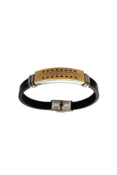 BV Brățară din piele ecologică, tribală, oțel inoxidabil (A4B93)