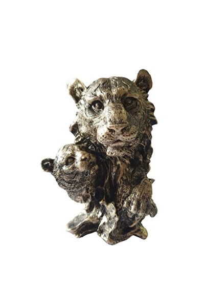BV Decorative statuette, Lion with cub, Silver, 14 cm, XQ4006