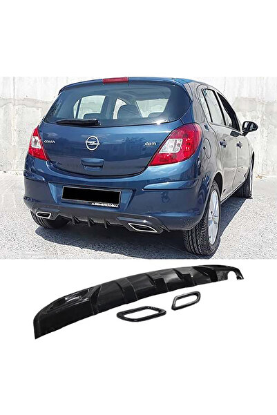 AkmTuning Opel Corsa D Sport Difüzör Parlak Siyah Plastik Egzoz Görünüm 2006-...