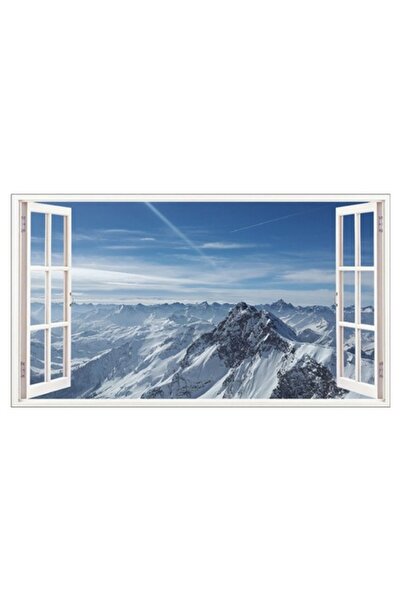 BV Autocolant decorativ, fereastră 3D, munte, 85 cm, 552STK