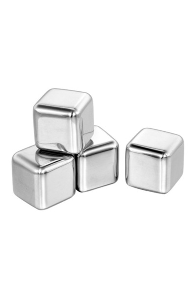 BV Set de 4 cuburi răcitoare pentru băuturi, argintii, 2,5 cm
