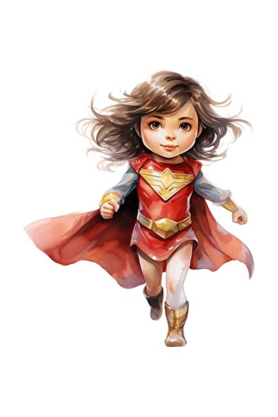 BV Autocolant decorativ - Fată supereroină, roșu, 71 cm (1310STK-11)