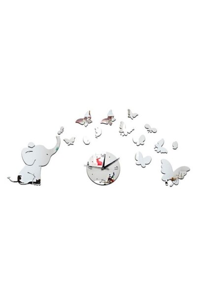 BV Decorative wall clock, Elephant, Acrylic mirror, 20 cm, WC1489