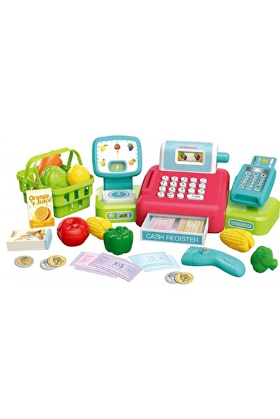ALIBIBI Cash Register Playset - Supermarket Set with Scanner, Card Payment & Scale