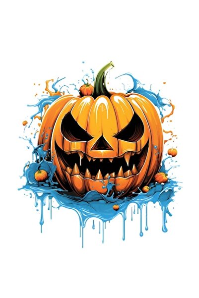 BV Autocolant decorativ, Dovleac de Halloween, Portocaliu, 72 cm