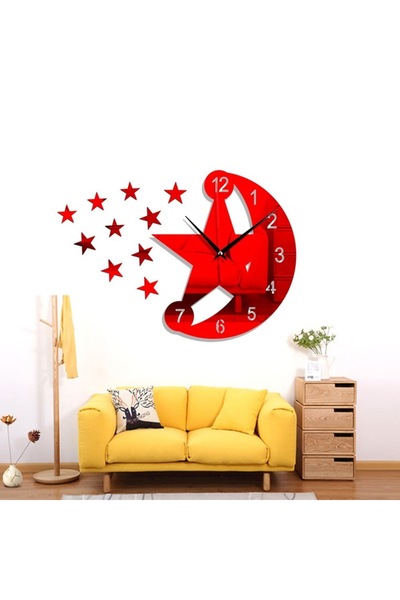 BV Decorative Wall Clock, Moon, Acrylic Mirror, 28 cm, MC-037