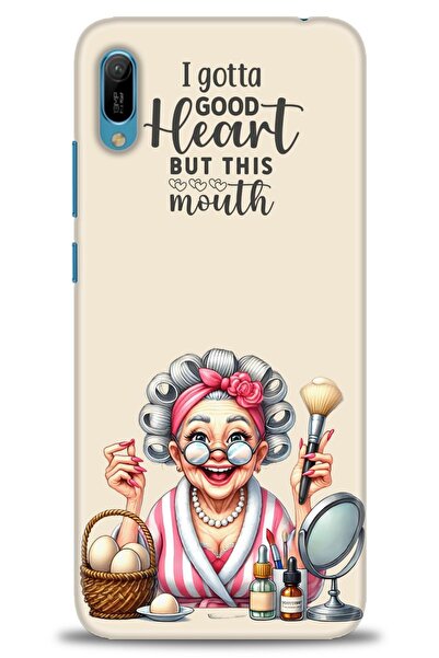 Rulet Aksesuar حافظة متوافقة مع هاتف هواوي Y6 2019 HD مطبوع + واقي شاشة سيرام...