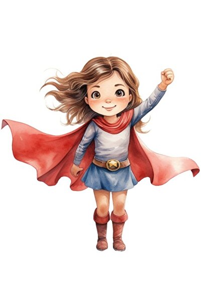 BV Autocolant decorativ - Fată supereroină, roșu, 60 cm