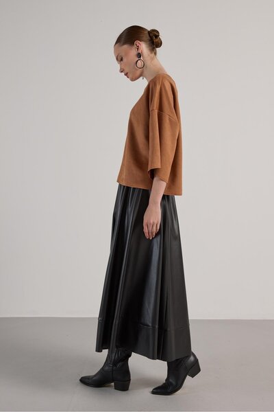 minaaise Γυναικεία μπλούζα Tan Diver Suede Piece 30038