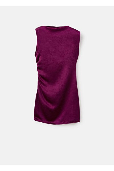 MANGO Woman Kırışık görünümlü saten elbise