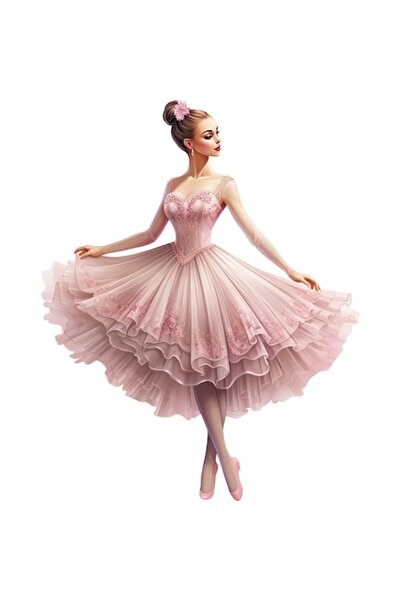 BV Autocolant decorativ, Balerină, roz, 75 cm