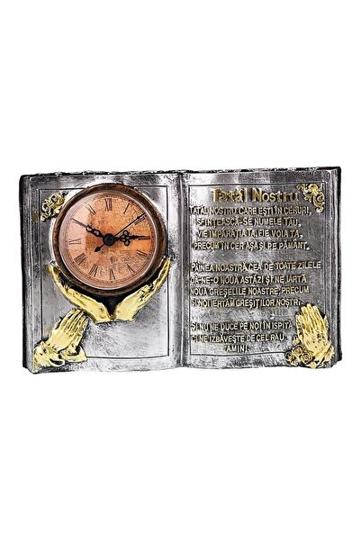 BV Desk clock in the shape of a book with religious quote 'Our Father', 24 cm