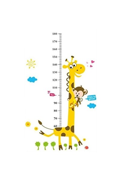 White W Декоративен стикер за измерване на височина за деца Жираф Маймунка 2 ...