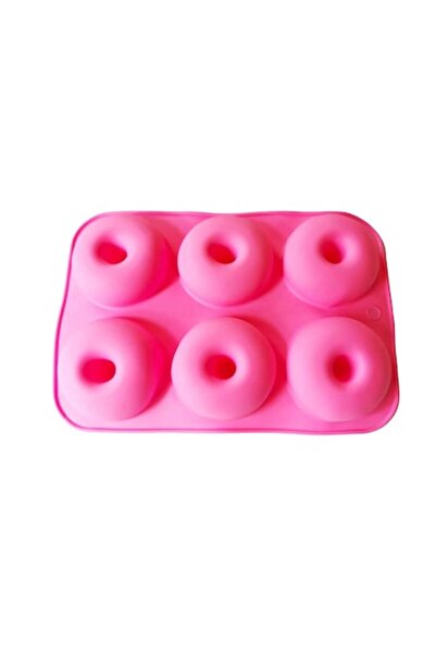 BV Силиконова форма за торти или понички, Розова, 6 гнезда, 26 см
