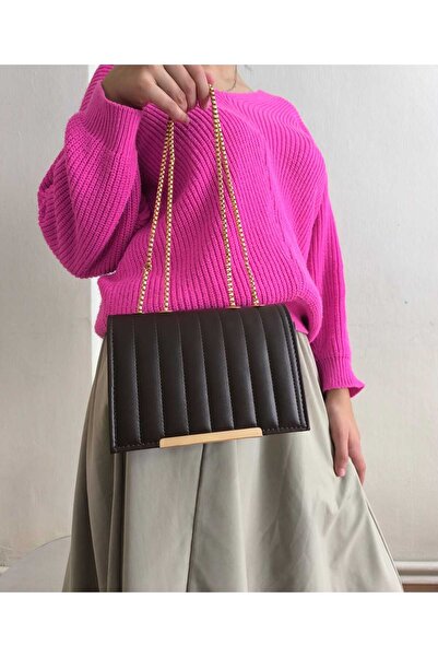 Butik Tuğbam Koyu Kahverengi Fitilli Kapitone Zincir Askılı Çapraz Çanta