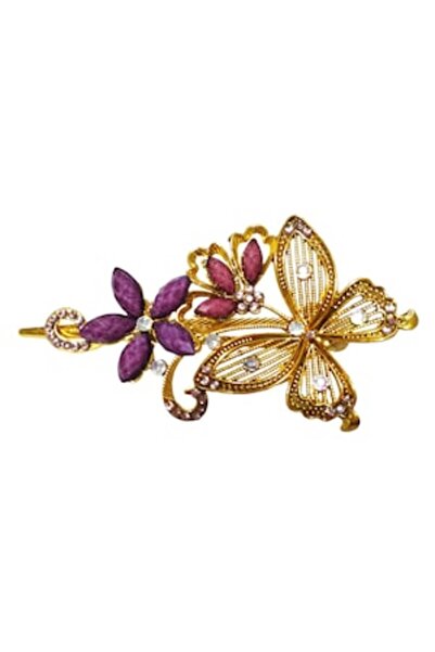 BV Agrafă de păr în formă de fluture, Vintage, 13 cm, Mov