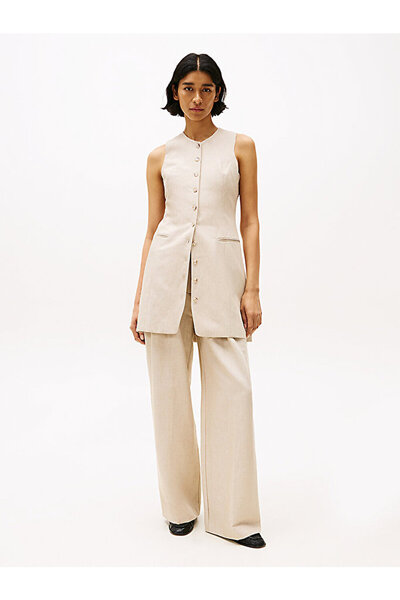 Tommy Hilfiger Women's Linen Blend Rlxd Straight Pants