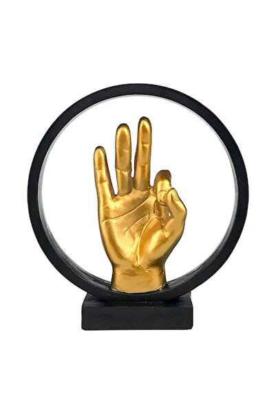BV Decorative statuette - Hand showing OK sign, Black, 22 cm