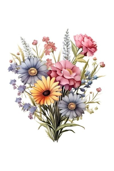 BV Decorative sticker, Wild Flowers, Turquoise, 69 cm
